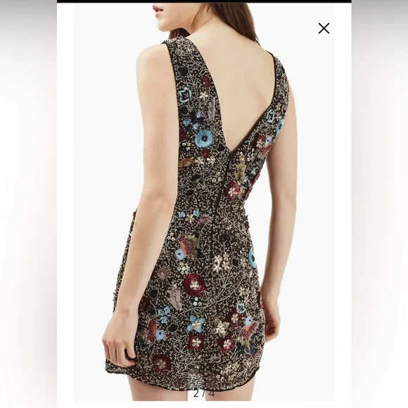 Topshop Bird Embellished Minidress Sequin Beaded Party Event Dress size 4 US - Picture 4 of 11